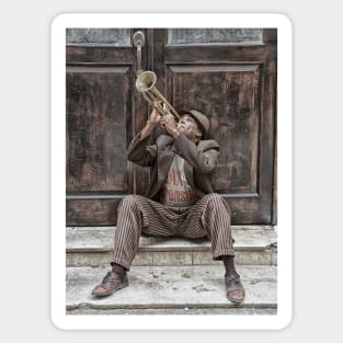 Trumpeter in the old town of Havana in Cuba Sticker